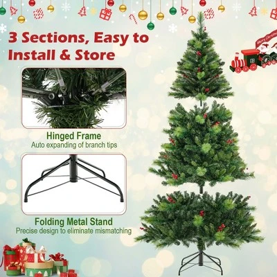 Costway 6FT/7FT/8FT Pre-Lit Artificial Christmas Tree 9 Lighting Modes with 300/400/500 LED Lights & Timer 9 Costway 6FT/7FT/8FT Pre-Lit Artificial Christmas Tree 9 Lighting Modes with 300/400/500 LED Lights & Timer - Image 7