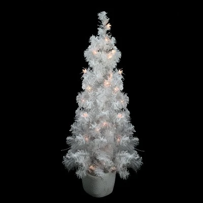 Northlight 3.5' x 18'' Pre-Lit Potted Flocked White Tinsel Artificial Christmas Tree - Clear Lights 3 Northlight 3.5' x 18'' Pre-Lit Potted Flocked White Tinsel Artificial Christmas Tree - Clear Lights