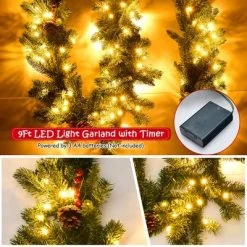Costway 9Ft Pre-lit Artificial Christmas Garland Red Berries w/ 100 LED Lights & Timer -Northlight Christmas Store GUEST d843fc50 e5a1 47e5 ad1e 056c6dab16ef