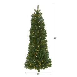 4ft Nearly Natural Pre-Lit LED Flat Back Wall Hanging Artificial Christmas Tree Clear Lights