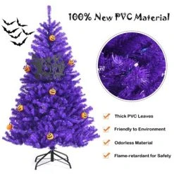 Tangkula Artificial Purple Christmas Tree, Prelit Purple Halloween Tree w/ Orange LED Lights & Pumpkin Ornaments -Northlight Christmas Store GUEST d8c413a3 4f5a 4b14 8b15 7ee2bf17e2c5