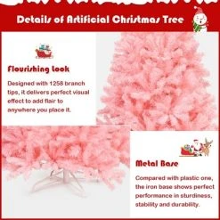 Costway 7.5Ft Hinged Artificial Christmas Tree Full Fir Tree New PVC w/ Metal Stand Pink -Northlight Christmas Store GUEST d8de3e5d 0a6f 455a b749 49412817a82d
