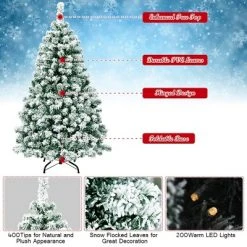 Costway 4.5Ft Pre-Lit Premium Snow Flocked Hinged Artificial Christmas Tree w/200 Lights -Northlight Christmas Store GUEST d92d8829 9da7 4a5d 9cf5 ec7d277844f7
