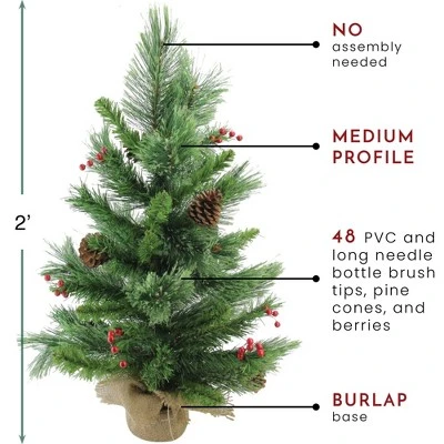 Northlight 24" Mixed Cashmere Berry Pine Medium Artificial Christmas Tree - Unlit 7 Northlight 24" Mixed Cashmere Berry Pine Medium Artificial Christmas Tree - Unlit - Image 5
