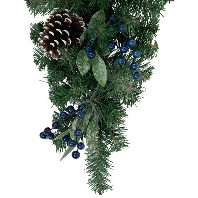 Northlight 28" Mixed Pine and Blueberries Artificial Christmas Teardrop Swag - Unlit 3 Northlight 28" Mixed Pine and Blueberries Artificial Christmas Teardrop Swag - Unlit