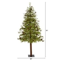 6ft Nearly Natural Pre-Lit LED Wyoming Alpine with Pinecones Artificial Christmas Tree Clear Lights