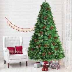 Tangkula 8ft Pre-Decorated Holiday Christmas Tree Unlit Artificial Pine Tree w/ Red Berries -Northlight Christmas Store GUEST da8bcde3 6569 4b6e 84ef a191900edd28