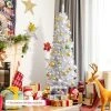 Costway 6ft Unlit Artificial Slim Pencil Christmas Tree with Metal Stand White -Northlight Christmas Store GUEST db345631 7ae1 44d4 a395 94e0f5a167a1