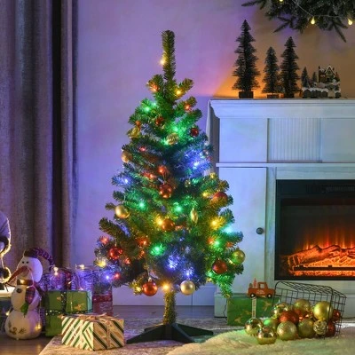 HOMCOM Prelit Artificial Christmas Tree Holiday Decoration with Warm White or Colorful LED Lights 4 HOMCOM Prelit Artificial Christmas Tree Holiday Decoration with Warm White or Colorful LED Lights - Image 2