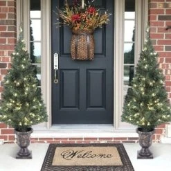 LuxenHome Set of 2 4Ft Pre-Lit LED Artificial Pine Christmas Tree with Urn Pot -Northlight Christmas Store GUEST dc24e34c f693 48da 9e73 09ab809c13d0