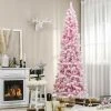 HOMCOM 7.5' Tall Unlit Snow Flocked Artificial Christmas Tree Slim Pencil Xmas Tree with Pine Shape and Realistic Branches, Pink -Northlight Christmas Store GUEST dc30bd53 b3e6 4ea7 917f 534d18c1160c