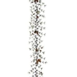 Allstate Floral Allstate 9.5' x 10” Unlit Frosted Pine with Pine Cones Artificial Christmas Garland