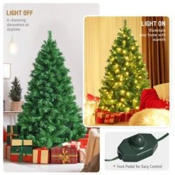 Tangkula Pre-Lit Hinged Lifelike Xmas Tree, Lush Artificial Christmas Tree W/ PVC Tips LED Lights 8 Flash Modes -Northlight Christmas Store GUEST dcb2df06 bc7c 4ae1 aed7 b171dbb5e0d9