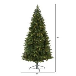 7ft Nearly Natural Pre-Lit LED Grand Teton Spruce Flat Back Artificial Christmas Tree Clear Lights