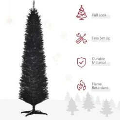HOMCOM 82.75" Slim Noble Fir Unlit Artificial Christmas Tree with Realistic Branches and 499 Tips -Northlight Christmas Store GUEST dd34a848 01d5 4196 8035 0359ae5909a7