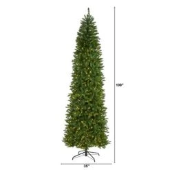 9ft Nearly Natural Pre-Lit LED Slim Mountain Pine Artificial Christmas Tree Clear Lights