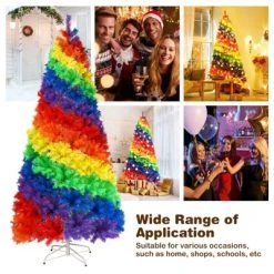 Tangkula 7FT Artificial Hinged Christmas Tree Colorful Rainbow Full Fir Xmas Tree with 1213 Branch Tips -Northlight Christmas Store GUEST ddaaa2df 2b4e 431e ae40 f8ec25b3022c