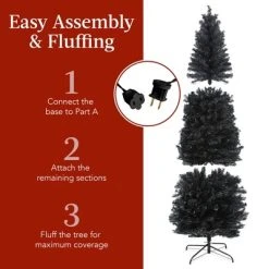 Best Choice Products Pre-Lit Black Artificial Christmas Tree, Holiday Pencil Tree w/ Metal Base -Northlight Christmas Store GUEST ddb544d2 d126 4a21 b780 3e30ab3fbb1c