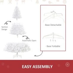HOMCOM 6ft Tall Pre-Lit Douglas Fir Artificial Christmas Tree with Realistic Branches, 250 Warm White LED Lights and 1000 Tips, White -Northlight Christmas Store GUEST ddf7b941 d25e 42f9 91bd 1e626c470d40