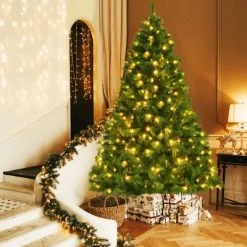 Costway 7ft Pre-Lit Artificial Hinged Christmas Tree w/8 Modes LED Lights and Foot Pedal -Northlight Christmas Store GUEST df59d1a3 26a3 4650 a84b a4b273cf5e93