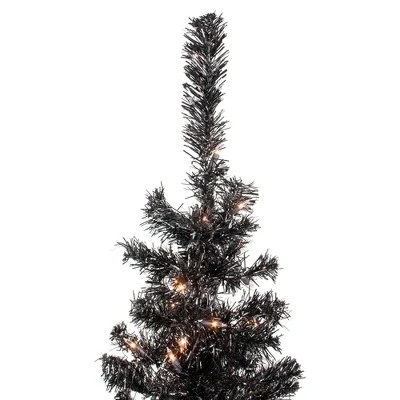 Northlight 4' Pre-Lit Black Artificial Tinsel Christmas Tree, Clear Lights 4 Northlight 4' Pre-Lit Black Artificial Tinsel Christmas Tree, Clear Lights - Image 2