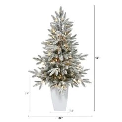 Nearly Natural 3.5-ft Flocked Manchester Spruce Artificial Christmas Tree with 50 Lights and 133 Bendable Branches in Metal Planter -Northlight Christmas Store GUEST e02304b4 9973 40b9 9ca5 61a914b4fc31
