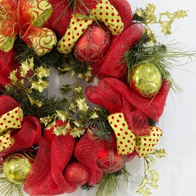 Barton 35" Christmas Hanging Garland Wreath Ornaments Leaf Bow Ribbon Door 5 Barton 35" Christmas Hanging Garland Wreath Ornaments Leaf Bow Ribbon Door - Image 3