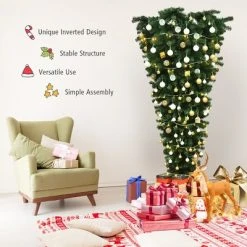 Costway 7Ft Unlit Upside Down Artificial Christmas Tree with 1000 Branch Tips Holiday -Northlight Christmas Store GUEST e07ac67a 428a 4744 9d7c 8c0a2995ed12