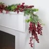Northlight 5' x 8" Frosted Red Berry and Pine Artificial Christmas Garland, Unlit -Northlight Christmas Store GUEST e0f2108d 9ad0 4355 a235 917d211ab241