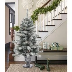 LuxenHome Set of 2 4Ft Pre-Lit LED Artificial Flocked Pine Christmas Tree with Pine Cones and Urn Pot -Northlight Christmas Store GUEST e11aadfd fe59 44b6 87ce 2b4afa94e420