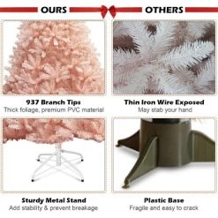 Costway 6ft/7ft Pink Christmas Tree Hinged Full Fir Tree Metal Season -Northlight Christmas Store GUEST e164a0ac 3823 4e45 b2f7 929f02a54274