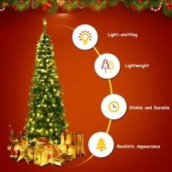 Costway 6.5ft Pre-Lit Hinged Pencil Christmas Tree 250 White Lights -Northlight Christmas Store GUEST e1790fff ffdb 4351 866c d2fad6a6048d