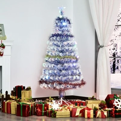 HOMCOM Pre-Lit Douglas Fir Artificial Christmas Tree with 230 Tips, 26 Fiber Optic Lights, White/Blue 3 HOMCOM Pre-Lit Douglas Fir Artificial Christmas Tree with 230 Tips, 26 Fiber Optic Lights, White/Blue