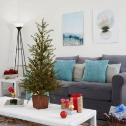 3ft Nearly Natural Unlit Alpine with Pinecones Artificial Christmas Tree in Wood Planter -Northlight Christmas Store GUEST e23601ad 0d5a 405d beb4 3f1b8dd6670a