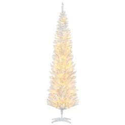 HOMCOM 7' Tall Pre-Lit Slim Noble Fir Artificial Christmas Tree with Realistic Branches, 200 Warm White LED Lights and 499 Tips -Northlight Christmas Store GUEST e271c94a 92a2 45c5 bbcc 01856128e5f6