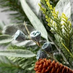 7"H Sullivans Pine Eucalyptus Berry Orb, Green