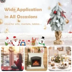 Tangkula 19" Mini Snow Flocked Xmas Tree Tabletop Artificial Christmas Tree w/ 59 Tips Burlap Cement Sand -Northlight Christmas Store GUEST e32630e0 81f5 4c3e 9328 6b25968b6e2c
