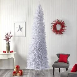 Nearly Natural 10-ft Slim White Artificial Christmas Tree with 800 Warm White LED Lights and 2420 Bendable Branches 15 Nearly Natural 10-ft Slim White Artificial Christmas Tree with 800 Warm White LED Lights and 2420 Bendable Branches -Northlight Christmas Store GUEST e3700dda 3f99 4ffb 8ff7 cbeafcbf6047