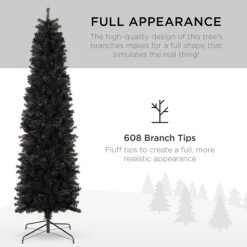Best Choice Products Black Artificial Holiday Christmas Pencil Tree w/ Metal Base -Northlight Christmas Store GUEST e3c6ec59 3c7e 4463 a659 da7846030346