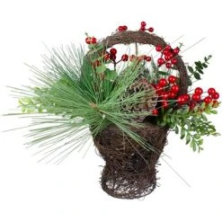 Northlight 15" Eucalyptus Pine and Berry Artificial Christmas Grapevine Basket -Northlight Christmas Store GUEST e569182c 5c8f 4190 b89b 64c8dbc09508