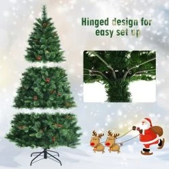 Costway 6ft Pre-lit Hinged Artificial Christmas Tree w/ Pine Cones & Red Berries -Northlight Christmas Store GUEST e64fe57c 8510 461f 860a 2ff4bbaea5ff