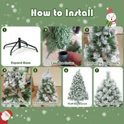 Costway 6ft or 7ft Premium Hinged Artificial Christmas Tree Snowy Pine Needles -Northlight Christmas Store GUEST e65d2fa7 e0a2 44f7 90bf aacbb84f07b4