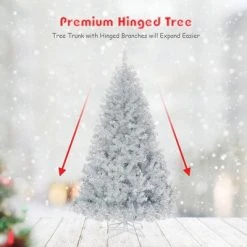 Costway 6Ft Hinged Unlit Artificial Silver Tinsel Christmas Tree Holiday w/Metal Stand 16 Costway 6Ft Hinged Unlit Artificial Silver Tinsel Christmas Tree Holiday w/Metal Stand -Northlight Christmas Store GUEST e6966b89 8968 44b6 ad1f f8d873601921