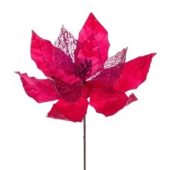 Vickerman 11" Velvet and Glitter Mesh Poinsettia Flower on Steem -Northlight Christmas Store GUEST e6aa4fca 9c25 489c be3f 95defc9192ea