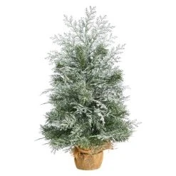 Nearly Natural 24" Pre-Lit LED Flocked Artificial Christmas Tree with Burlap Base Clear Lights