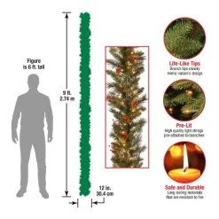 National Tree Company Pre-Lit Artificial Christmas Garland, Green, Wintry Pine, White Lights, with Pine Cones, Berry Clusters, Plug In,9 Feet -Northlight Christmas Store GUEST e7f366b3 1f0b 4d28 8918 69cee092a134