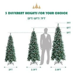 Costway 5ft Pre-lit Artificial Hinged Pencil Christmas Tree Decorated Snow Flocked Tips -Northlight Christmas Store GUEST e809368c 7efc 4f54 905a aac38e923c04