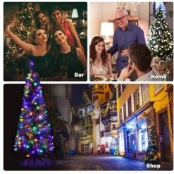 Tangkula 7.5ft Pencil Christmas Tree Pre-Lit Hinged Artificial Decoration w/ 350 Colorful Lights -Northlight Christmas Store GUEST e83f94e2 2709 4f41 b4cb f9e1f62cb233