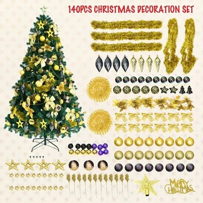 Costway 7.5FT Pre-Lit Artificial Christmas Tree 1100 Tips w/140 Ornaments and 250 Lights 7 Costway 7.5FT Pre-Lit Artificial Christmas Tree 1100 Tips w/140 Ornaments and 250 Lights - Image 5