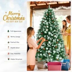 Tangkula Lifelike Christmas Pine Tree, Artificial Hinged Xmas Tree W/ Pine Needles & PVC Tips -Northlight Christmas Store GUEST e8dd74c2 a1bd 4f51 a96c 7c8c40fa01df